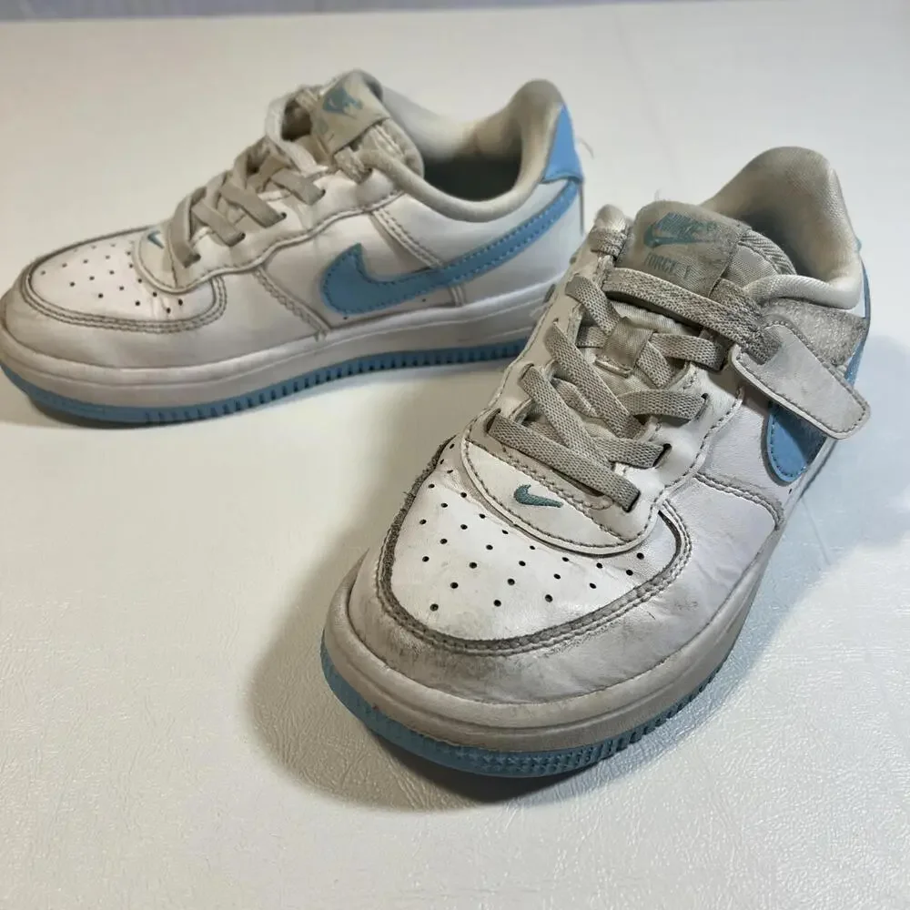 Nike Air Force 1 White Blue Boys Size 12c - Picture 1 of 7